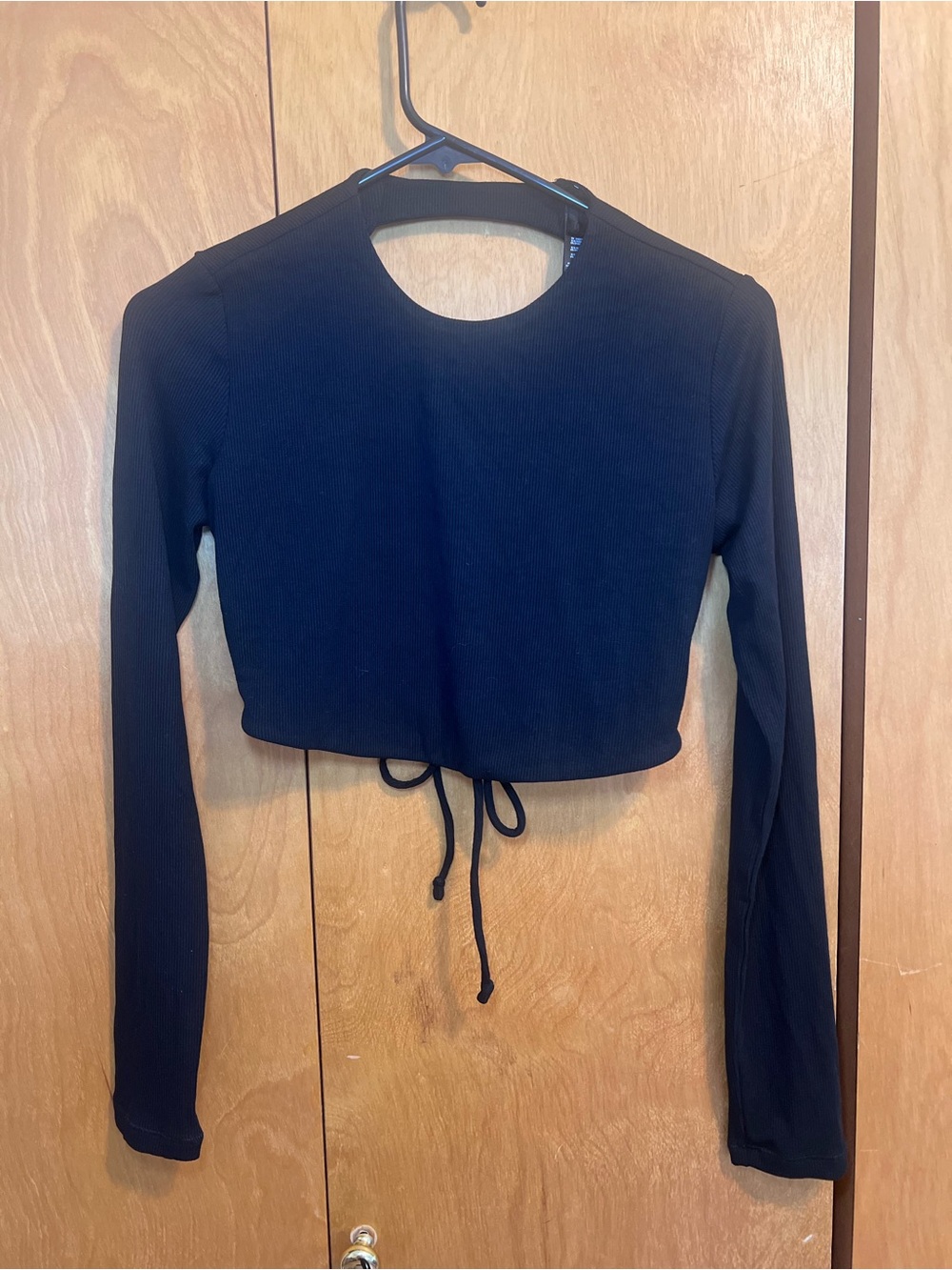 Skims Original Ribbed Open Back Tie Cropped Long Sleeve Size Large